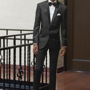 Black Paisley Slim Fit Tuxedo Coat