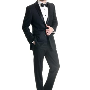 Black Slim Fit Tuxedo Coat - Super 120's