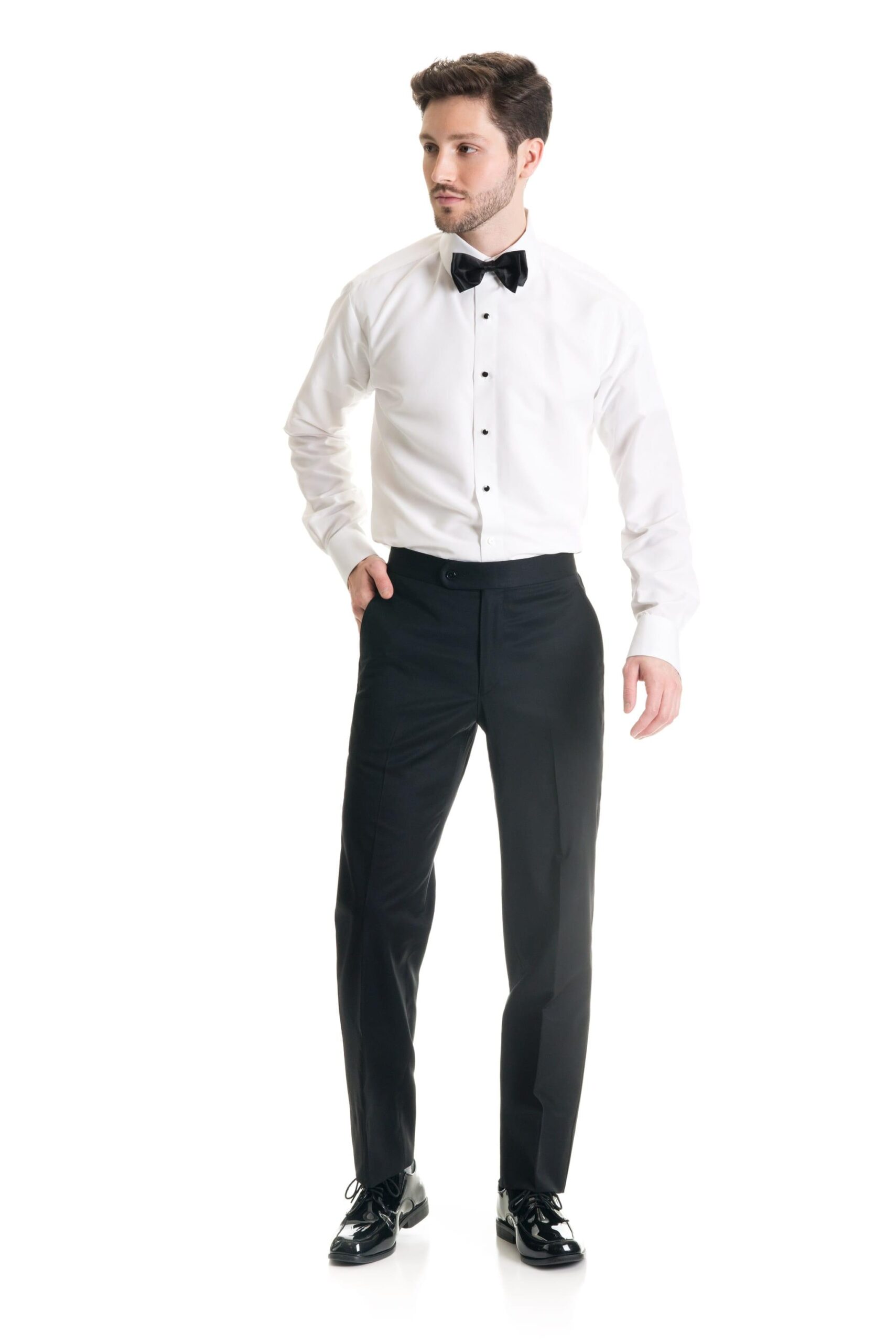 Black Slim Fit Tuxedo Pants – Super 120’s
