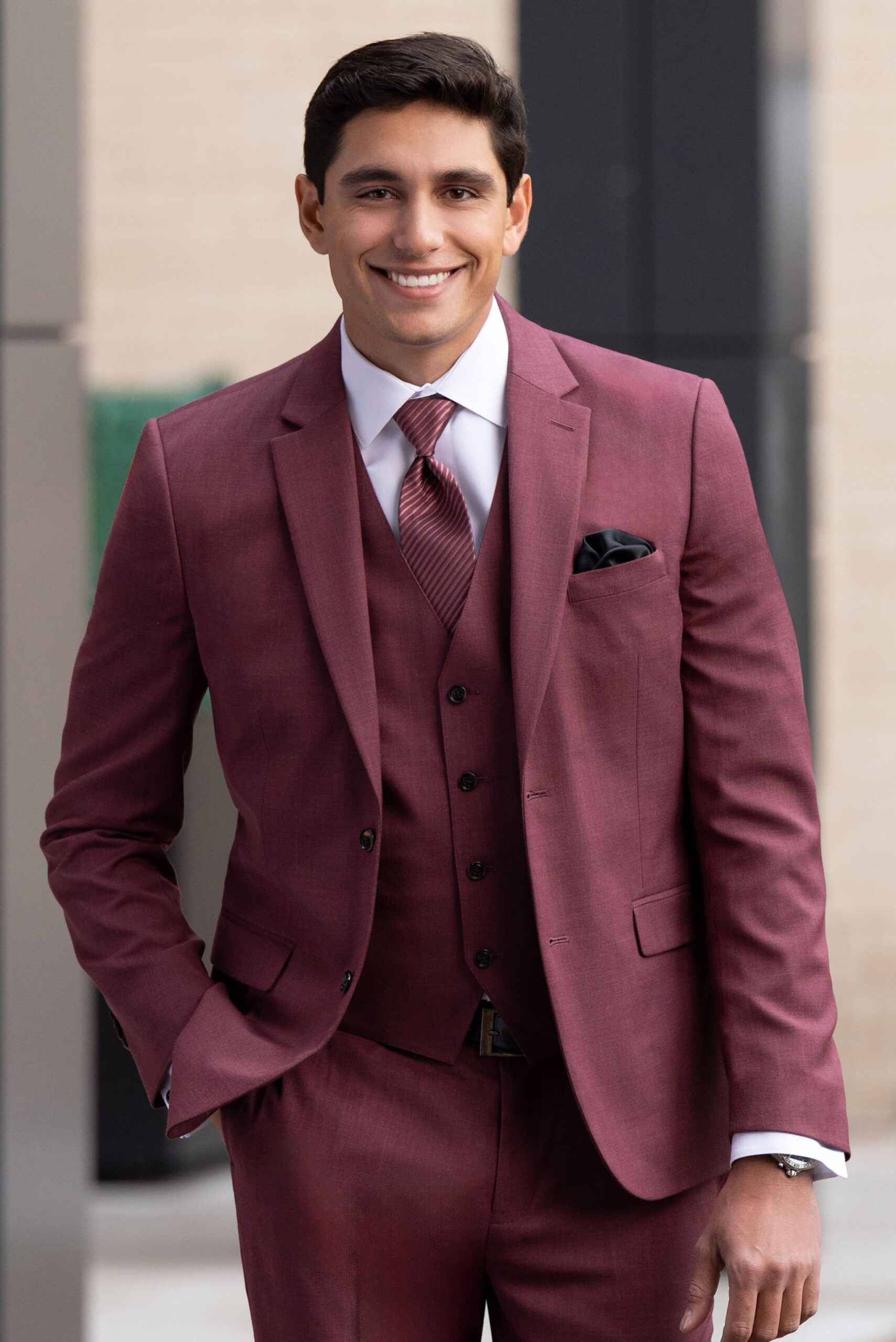 Brick Stretch Slim Fit Suit Coat