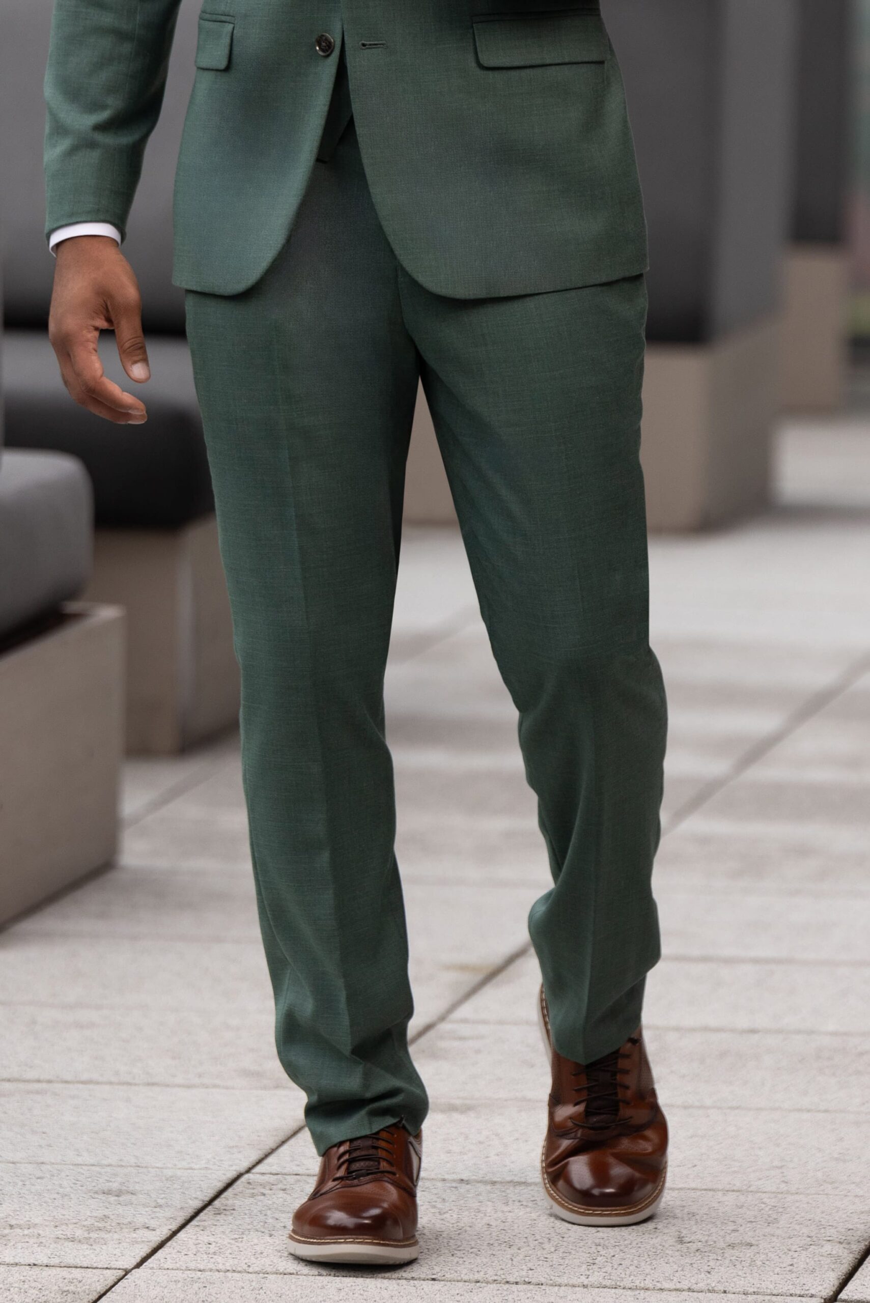 Forest Green Stretch Slim Fit Suit Pants