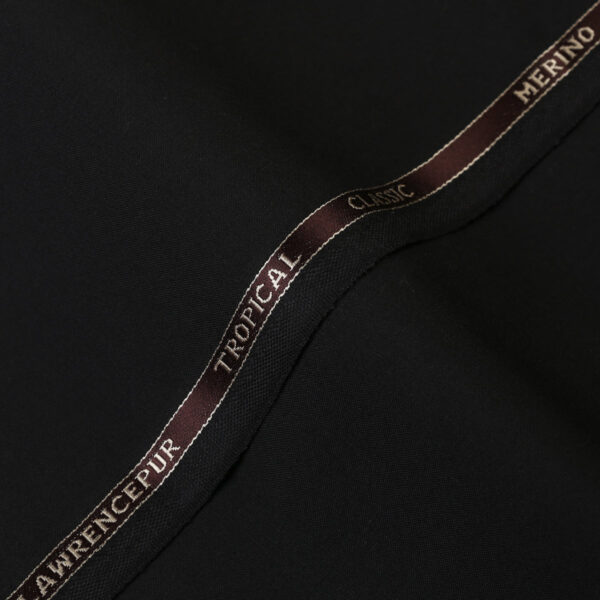 Plain-Black, Tropical Classic Wool Blend / Poly Wool Suiting Fabric