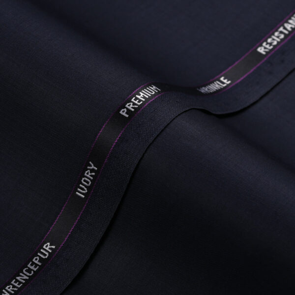 Plain-Midnight Blue, Wool Rich, Ivory Premium Suiting Fabric