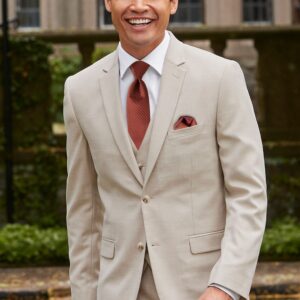 Tan Stretch Slim Fit Suit Coat