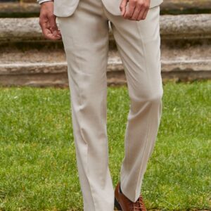 Tan Stretch Slim Fit Suit Pants