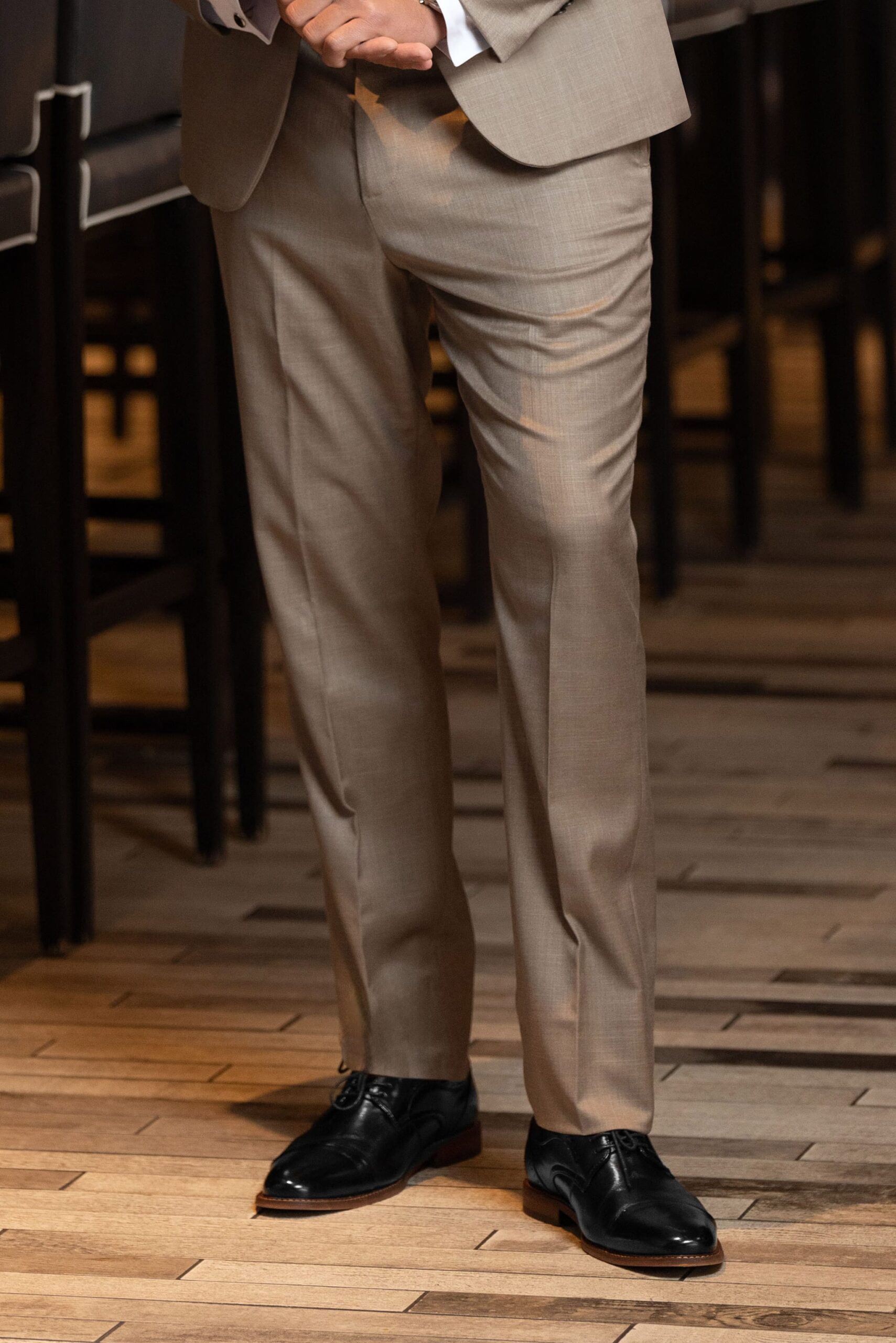 Wheat Stretch Slim Fit Suit Pants