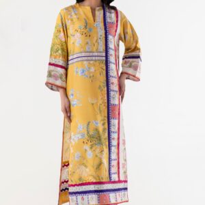 Stitched Mustard Digital Printed 2 Piece Suit