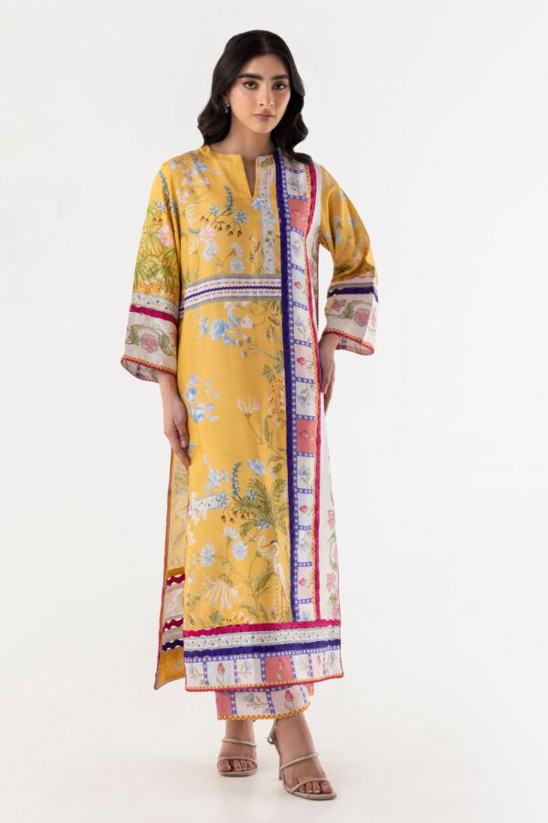 Stitched Mustard Digital Printed 2 Piece Suit